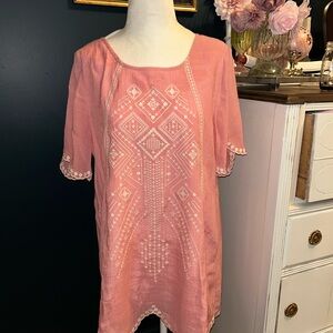 Coldwater Creek Pink Embroidered Blouse